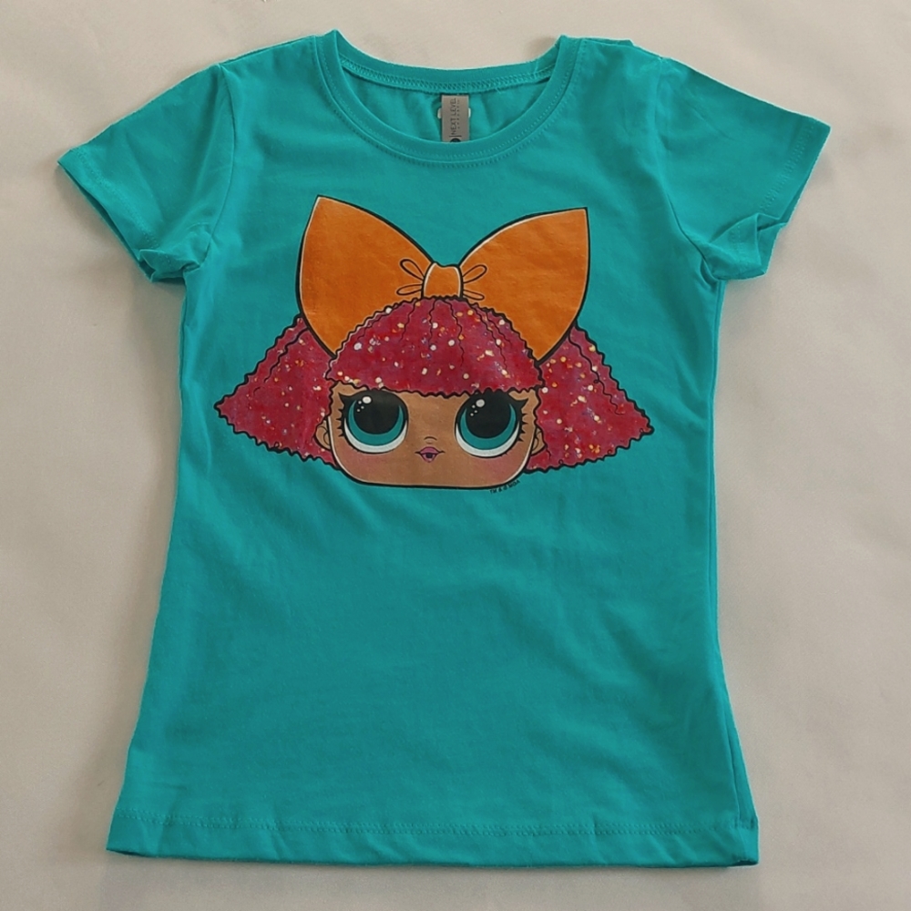 LoL surprise Girls big face Glittter Queen Graphic t-chirt size S 5/6